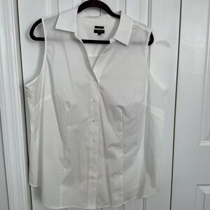 Talbots White Sleeveless Button-Down Shirt 16W